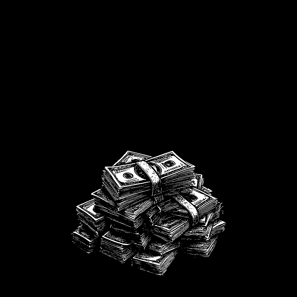 Background sketch of a pile of money