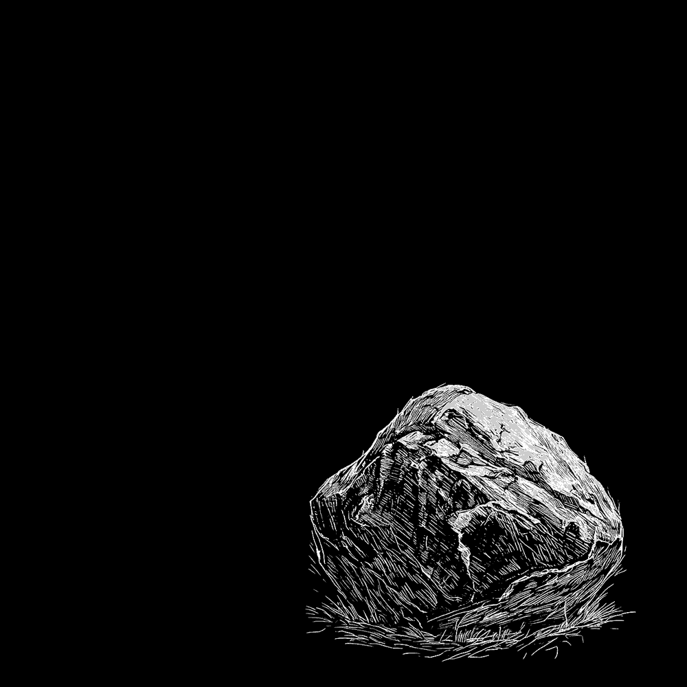 Background sketch of a rock